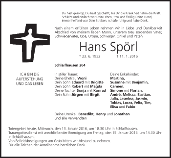 Anzeige von Hans Spörl von MGO