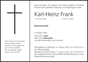 Anzeige von Karl-Heinz Frank von MGO