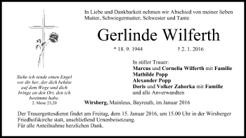 Anzeige von Gerlinde Wilferth von MGO