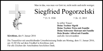 Anzeige von Siegfried Pogorzelski von MGO