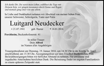 Anzeige von Luitgard Neudecker von MGO