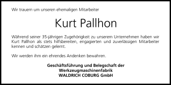 Anzeige von Kurt Pallhon von MGO