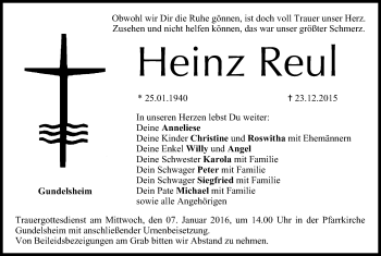 Anzeige von Heinz Reul von MGO