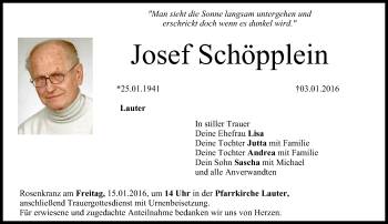 Anzeige von Josef Schöpplein von MGO