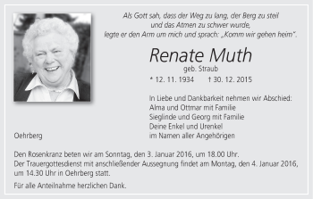 Anzeige von Renate Muth von MGO