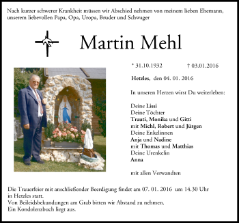 Anzeige von Martin Mehl von MGO