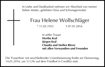 Anzeige von Helene Wollschläger von MGO