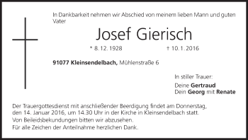 Anzeige von Josef Gierisch von MGO