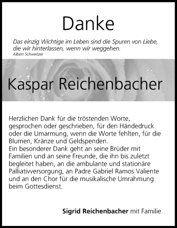 Anzeige von Kaspar Reichenbacher von MGO
