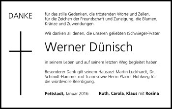 Anzeige von Werner Dünisch von MGO