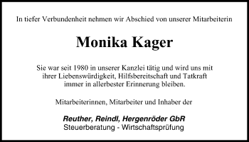 Anzeige von Monika Kager von MGO