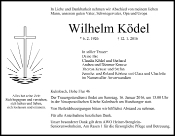 Anzeige von Wilhelm Ködel von MGO