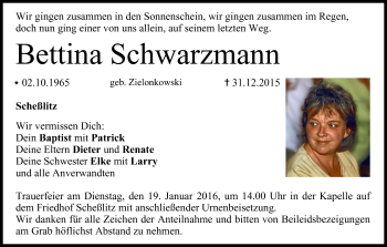 Anzeige von Bettina Schwarzmann von MGO