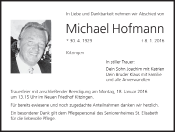 Anzeige von Michael Hofmann von MGO