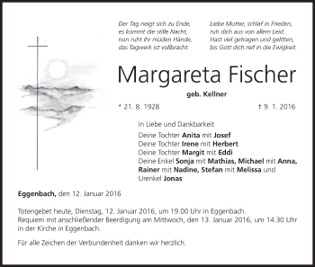Anzeige von Margareta Fischer von MGO