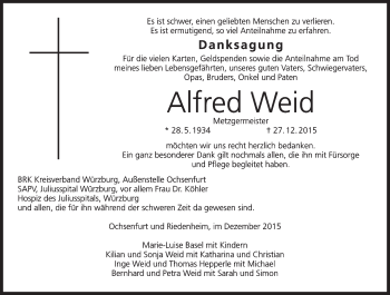 Anzeige von Alfred Weid von MGO