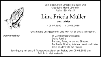 Anzeige von Lina Frieda Müller von MGO