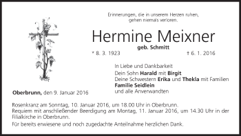 Anzeige von Hermine Meixner von MGO