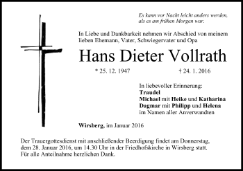 Anzeige von Hans Dieter Vollrath von MGO