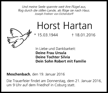Anzeige von Horst Hartan von MGO