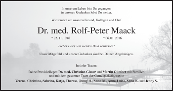 Anzeige von Rolf-Peter Maack von MGO