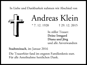 Anzeige von Andreas Klein von MGO