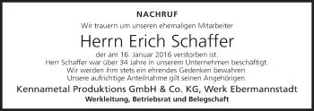 Anzeige von Erich Schaffer von MGO