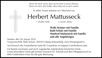 Anzeige von Herbert Mattusseck von MGO