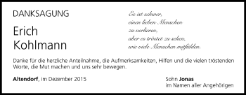 Anzeige von Erich Kohlmann von MGO