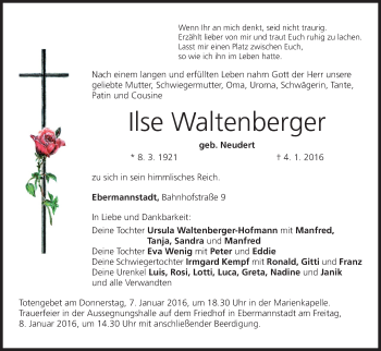 Anzeige von Ilse Waltenberger von MGO
