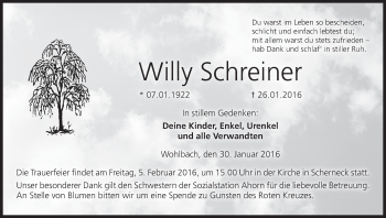 Anzeige von Willy Schreiner von MGO