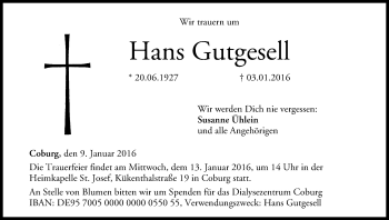 Anzeige von Hans Gutgesell von MGO