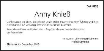 Anzeige von Anny Knieß von MGO