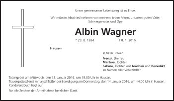 Anzeige von Albin Wagner von MGO