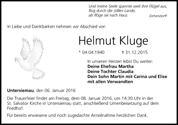 Anzeige von Helmut Kluge von MGO