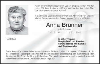 Anzeige von Anna Brünner von MGO