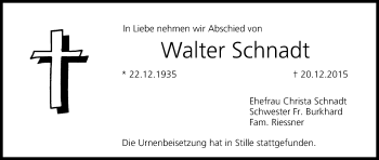 Anzeige von Walter Schnadt von MGO