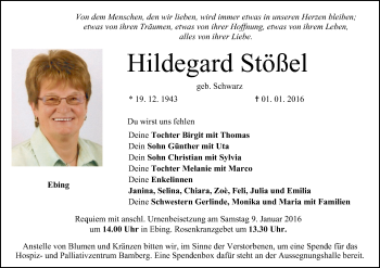 Anzeige von Hildegard Stößel von MGO