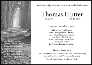 Anzeige von Thomas Hutter von MGO