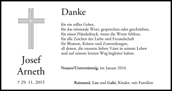 Anzeige von Josef Arneth von MGO