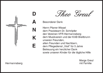 Anzeige von Theo Greul von MGO