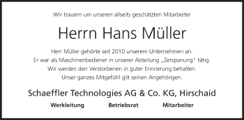 Anzeige von Hans Müller von MGO
