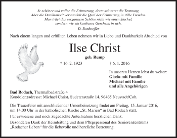Anzeige von Ilse Christ von MGO