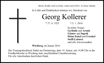 Anzeige von Georg Kollerer von MGO