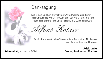 Anzeige von Alfons Kotzer von MGO