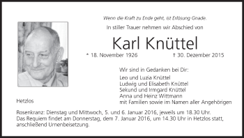 Anzeige von Karl Knüttel von MGO