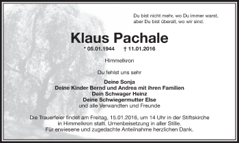 Anzeige von Klaus Pachale von MGO