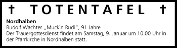 Anzeige von Totentafel vom 09.01.2016 von MGO