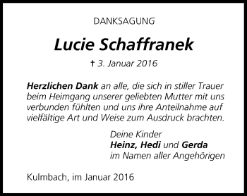 Anzeige von Lucie Schaffranek von MGO