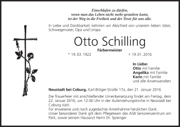 Anzeige von Otto Schilling von MGO